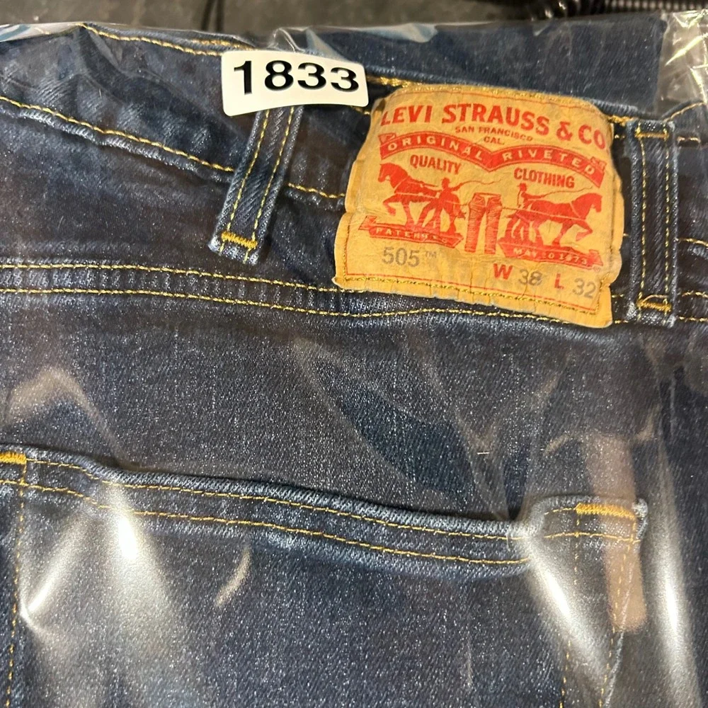 Levis 505 Jeans Mens 38x32 Dark Wash Straight‎ Fit Demim Pants